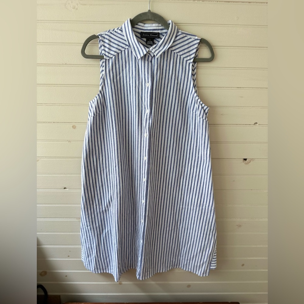 jessica Howard Cotton Striped Shirtdress